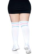 Over-knee socks, horizontal stripes, plus size